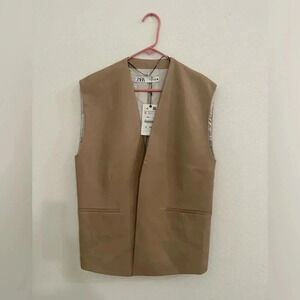 Zara faux leather vest oversized Sz Small